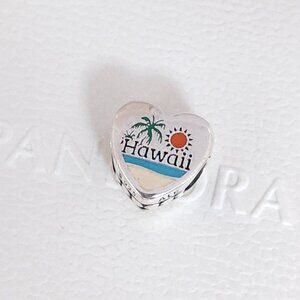 Pandora Hawaii Beach Travel Vacation Heart Charm Bead S925 Silver with box